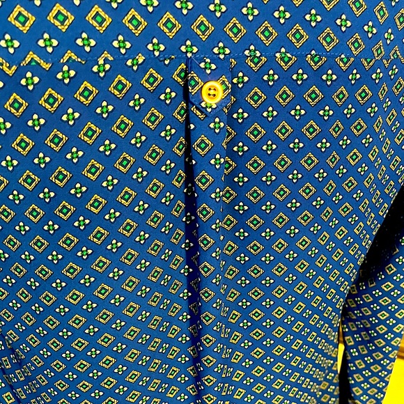 Christin Michaels blouse, small, EUC, bright blue, gold buttons - Picture 7 of 14